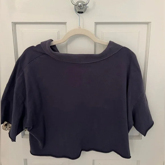 Aerie Offline Blue Cropped Collared Polo Tee Medium - Picture 6 of 7